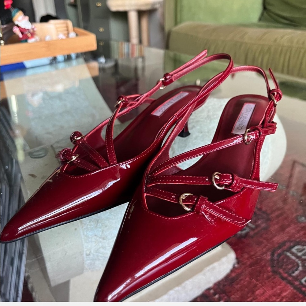 Red Patent Leather Slingback Heels